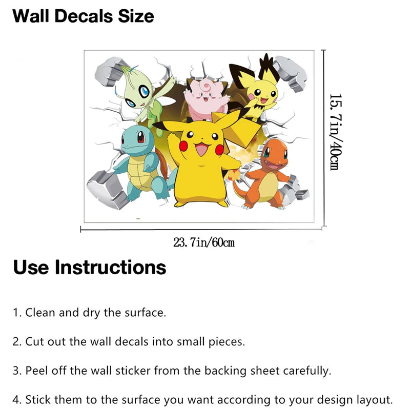 Adesivos de Parede Cartoon Pikachu
