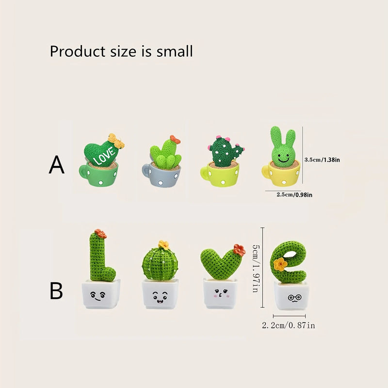 Kit de 4 Mini Cactos Suculento em Resina