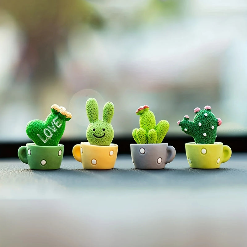 Kit de 4 Mini Cactos Suculento em Resina
